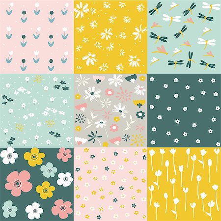 simsearch:400-09133678,k - Set of floral pattern, spring flowers Stock Photo - Budget Royalty-Free & Subscription, Code: 400-09120981