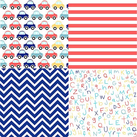 Cute set of Baby Boy seamless patterns with fabric textures Stock Photo - Budget Royalty-Free & Subscription, Code: 400-09121024