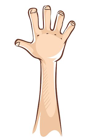 fingers outline drawing - Hand with open palm and five fingers in cartoon style hand drawn rough sketch with silhouette contour draft vector illustration, eps10 isolated white background. Stock Photo - Budget Royalty-Free & Subscription, Code: 400-09121103