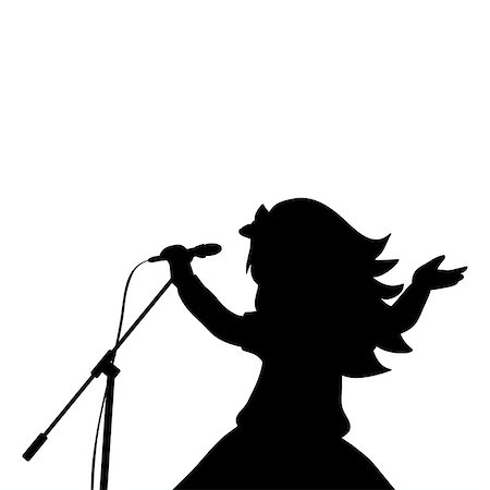 simsearch:400-05094854,k - Silhouette girl music sings in microphone. Vector illustration Photographie de stock - Aubaine LD & Abonnement, Code: 400-09121127