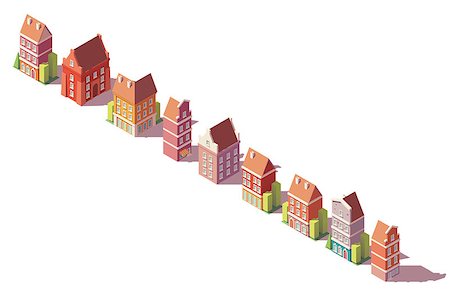 simsearch:400-08710651,k - Vector low poly isometric old city buildings, houses and stores set Photographie de stock - Aubaine LD & Abonnement, Code: 400-09121141