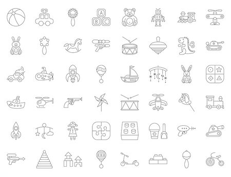 Baby toy thin line flat vector related icon set for web and mobile applications. It can be used as - logo, pictogram, icon, infographic element. Vector Illustration. Stock Photo - Budget Royalty-Free & Subscription, Code: 400-09121184