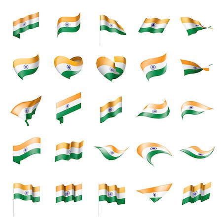 simsearch:400-05136582,k - India flag, vector illustration on a white background Stockbilder - Microstock & Abonnement, Bildnummer: 400-09121276