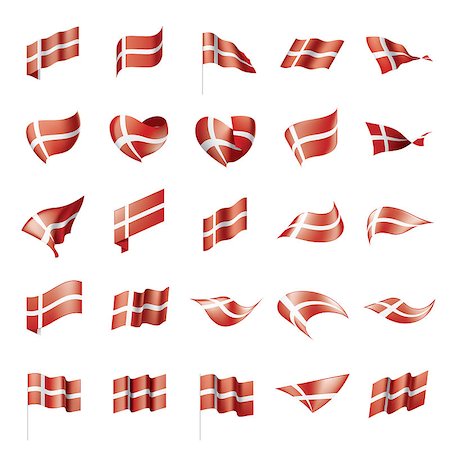 simsearch:400-05136582,k - Denmark flag, vector illustration on a white background Stockbilder - Microstock & Abonnement, Bildnummer: 400-09121271
