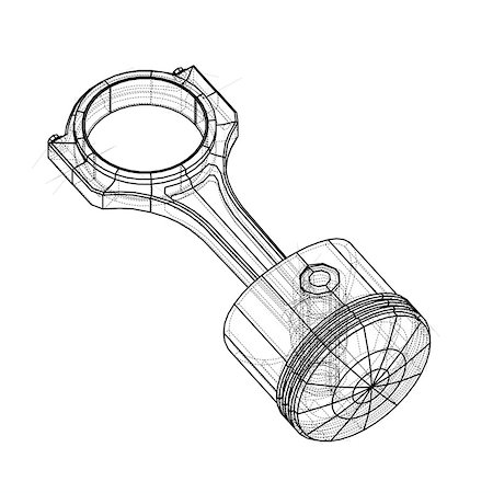 engineers vectors 3d - Sketch of piston. Vector rendering of 3d. Wire-frame style. The layers of visible and invisible lines are separated Stock Photo - Budget Royalty-Free & Subscription, Code: 400-09121287