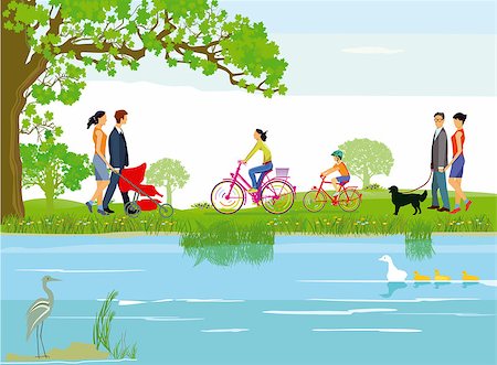 Families relax by the lake Stock Photo - Budget Royalty-Free & Subscription, Code: 400-09121610