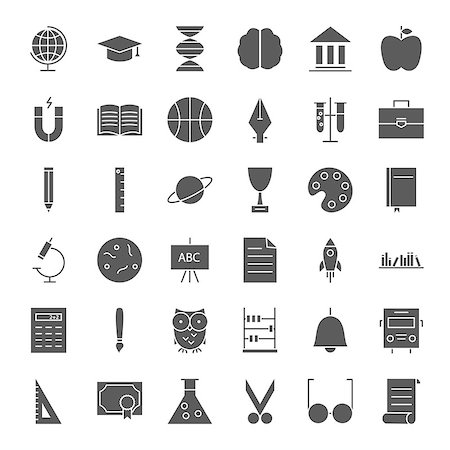 simsearch:400-04145625,k - Education Solid Web Icons. Vector Set of School Glyphs. Stock Photo - Budget Royalty-Free & Subscription, Code: 400-09121727