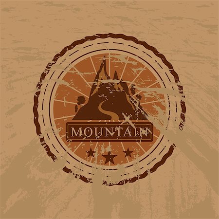 The vector mountain grunge sticker emblem stamp Stock Photo - Budget Royalty-Free & Subscription, Code: 400-09121720