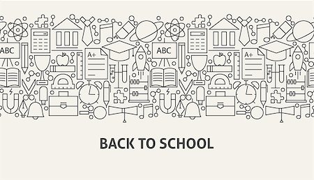 simsearch:400-04222140,k - Back To School Banner Concept. Vector Illustration of Line Web Design. Foto de stock - Royalty-Free Super Valor e Assinatura, Número: 400-09121723