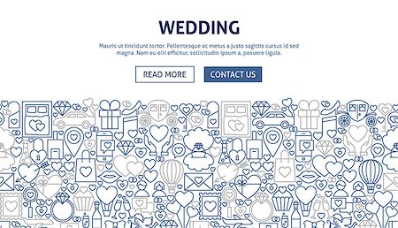 simsearch:400-04407154,k - Wedding Banner Design. Vector Illustration of Line Web Concept. Photographie de stock - Aubaine LD & Abonnement, Code: 400-09121735