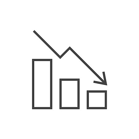 simsearch:400-04595089,k - Falling chart outline icon on white Photographie de stock - Aubaine LD & Abonnement, Code: 400-09121795