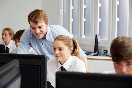 simsearch:400-09121964,k - Teenage Students Wearing Uniform Studying In IT Class Stock Photo - Budget Royalty-Free & Subscription, Code: 400-09121962