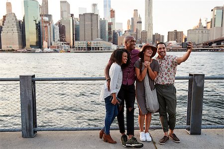 Group Of Friends Posing For Selfie In Front Of Manhattan Skyline Stock Photo - Budget Royalty-Free & Subscription, Code: 400-09122707