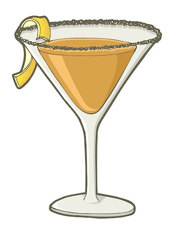 Sidecar cocktail in martini glass and stripe of lemon rind. Stock Photo - Budget Royalty-Free & Subscription, Code: 400-09134038