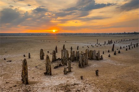 picture of land beach resort - Sunset on the salty estuary Kuyalnik,  dead lake near Odessa, Ukraine Stock Photo - Budget Royalty-Free & Subscription, Code: 400-09134031