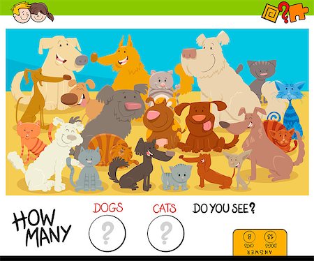 simsearch:400-09092454,k - Cartoon Illustration of Educational Counting Game for Children with Dogs and Cats Animal Characters Group Stockbilder - Microstock & Abonnement, Bildnummer: 400-09134057