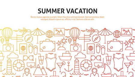 simsearch:400-08696041,k - Summer Vacation Web Concept. Vector Illustration of Line Website Design. Banner Template. Fotografie stock - Microstock e Abbonamento, Codice: 400-09134098