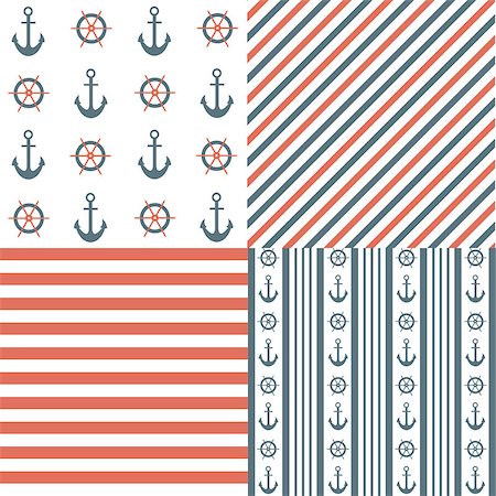 Nautical seamless patterns Stock Photo - Budget Royalty-Free & Subscription, Code: 400-09134126
