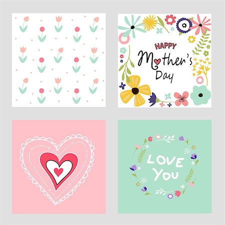 simsearch:400-09113924,k - Happy mothers day template cards set Photographie de stock - Aubaine LD & Abonnement, Code: 400-09134131