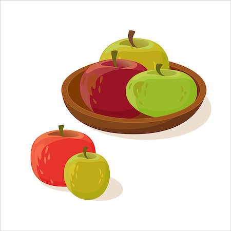 Collection of different red and green fresh apples isolated on white background. Vector illustration of cute cartoon apples. Stock Photo - Budget Royalty-Free & Subscription, Code: 400-09134218