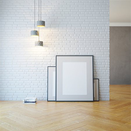 empty room with light and blank pictures Stock Photo - Budget Royalty-Free & Subscription, Code: 400-09136300
