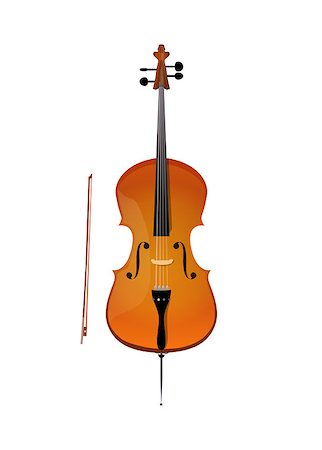 Cello, vector illustration of stringed orchestra music instrument in realistic style isolated on white background. Photographie de stock - Aubaine LD & Abonnement, Code: 400-09136405