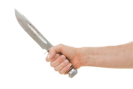 simsearch:400-07779478,k - Criminality - Sharp bowie knife in the gand of a man Stock Photo - Budget Royalty-Free & Subscription, Code: 400-09136502