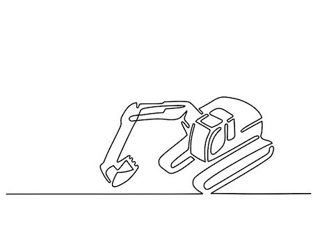excavator drawing - Continuous line drawing. Excavator sign, simple vector illustration Stock Photo - Budget Royalty-Free & Subscription, Code: 400-09136666