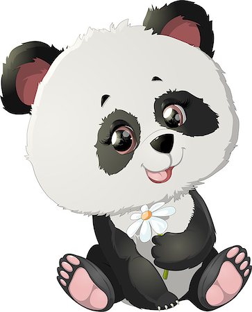 Beautiful panda which is drawn on a white background Stock Photo - Budget Royalty-Free & Subscription, Code: 400-09136810