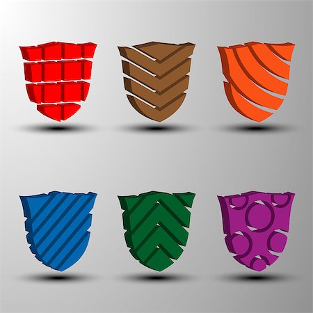 simsearch:400-05719517,k - Set of colored 3d colored shields.Unique style Stock Photo - Budget Royalty-Free & Subscription, Code: 400-09136832