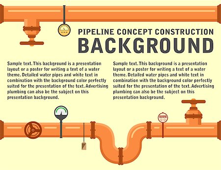 pipe system in refinery - plumbing pipeline background for water supply or another industrial theme. yellow pipe with place for text. construction pipeline background Stock Photo - Budget Royalty-Free & Subscription, Code: 400-09136870