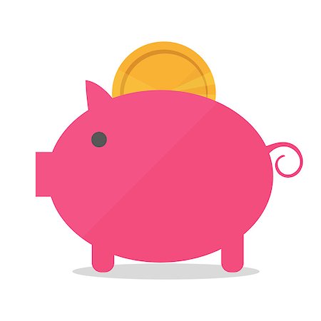 Pig piggy bank with coin vector illustration in flat style. The concept of saving or save money or open a bank deposit. The idea of an icon of investments in the form of a toy pig piggy bank Stockbilder - Microstock & Abonnement, Bildnummer: 400-09136999