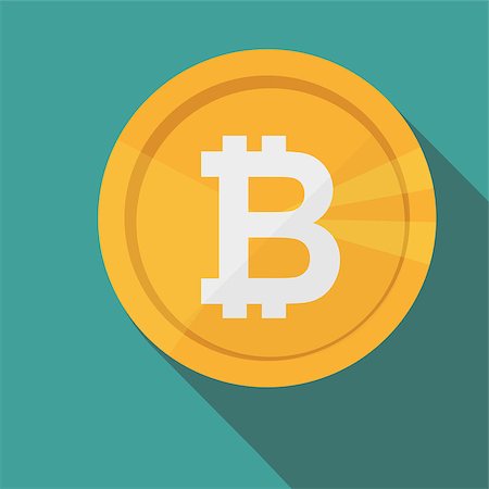 Bitcoin circle icon with long shadow. Flat design style. Crypto currency simple silhouette. Modern, minimalist, round icon in stylish colors. Web site page and mobile app design vector element. Foto de stock - Super Valor sin royalties y Suscripción, Código: 400-09137003