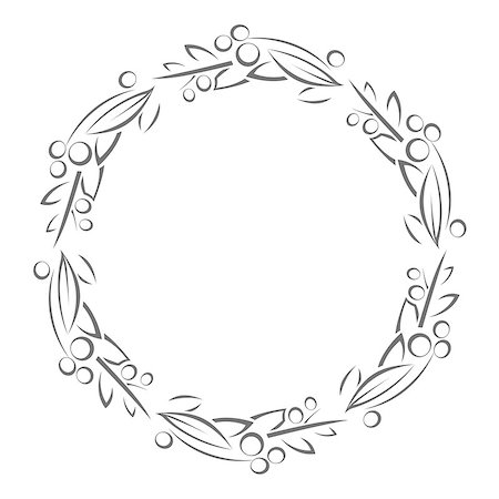 Round frame with leaves and berries outline Stock Photo - Budget Royalty-Free & Subscription, Code: 400-09137055