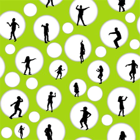 simsearch:400-07924004,k - Seamless background with circles and children silhouettes Photographie de stock - Aubaine LD & Abonnement, Code: 400-09137064
