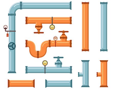 pipe system in refinery - isolated pipes set on white background for plumbing or construction industry Stock Photo - Budget Royalty-Free & Subscription, Code: 400-09137068