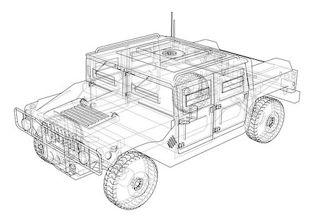 simsearch:400-09136922,k - Combat car blueprint. 3d illustration. Wire-frame style Photographie de stock - Aubaine LD & Abonnement, Code: 400-09137120