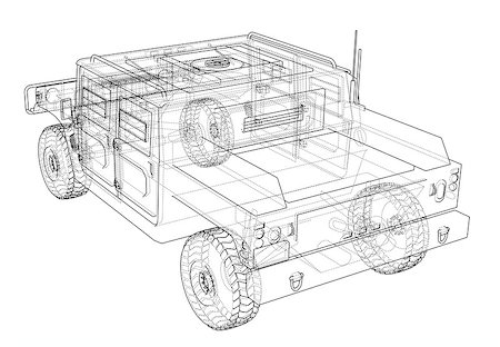 simsearch:400-09136922,k - Combat car blueprint. 3d illustration. Wire-frame style Photographie de stock - Aubaine LD & Abonnement, Code: 400-09137121