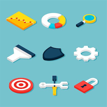 simsearch:400-08041191,k - Business Statistics Isometric Objects. Vector Website Concept Icons. Stock Photo - Budget Royalty-Free & Subscription, Code: 400-09137252