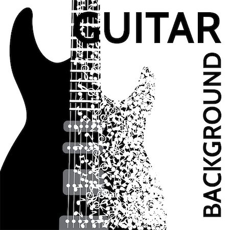 simsearch:400-05352838,k - vector abstract background with electric guitar and notes. Photographie de stock - Aubaine LD & Abonnement, Code: 400-09137324