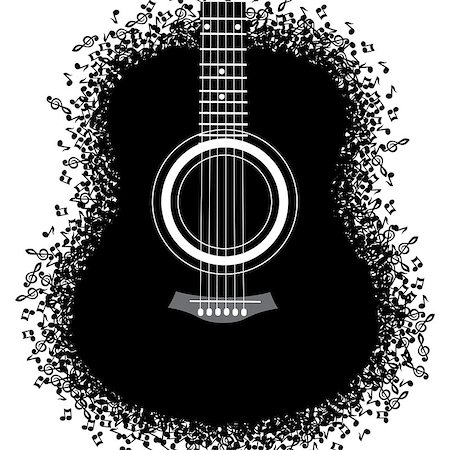 simsearch:400-05352838,k - vector abstract background with guitar and notes. Photographie de stock - Aubaine LD & Abonnement, Code: 400-09137339