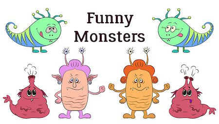 Set of Funny Colorful Cartoon Characters, Different Monsters, Elements for your Design, Prints and Banners, Isolated on White Background. Vector Stock Photo - Budget Royalty-Free & Subscription, Code: 400-09137378