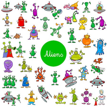 simsearch:400-09137399,k - Cartoon Illustration of Aliens Fantasy Characters Huge Set Stockbilder - Microstock & Abonnement, Bildnummer: 400-09137398