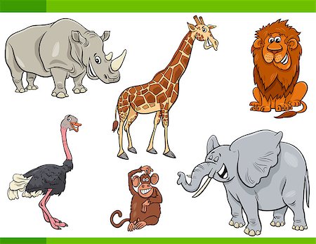 simsearch:400-08916376,k - Cartoon Illustration of Funny Safari Animal Characters Set Foto de stock - Super Valor sin royalties y Suscripción, Código: 400-09137402
