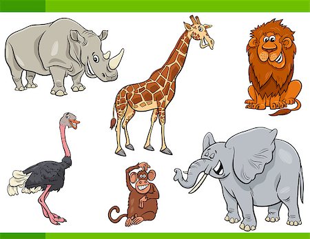 simsearch:400-07837832,k - Cartoon Illustration of Funny Safari Animal Characters Set Photographie de stock - Aubaine LD & Abonnement, Code: 400-09137402