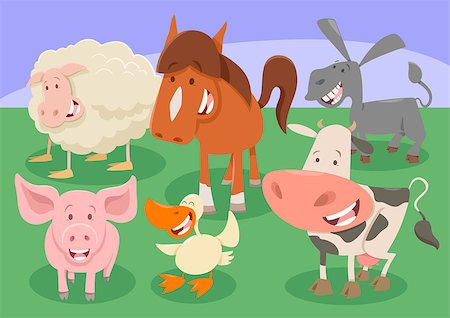 Cartoon Illustration of Cute Farm Animal Characters Group Stock Photo - Budget Royalty-Free & Subscription, Code: 400-09137418