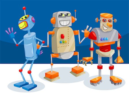 robot group - Cartoon Illustration of Funny Robot Fantasy Characters Stock Photo - Budget Royalty-Free & Subscription, Code: 400-09137427