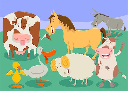 simsearch:400-09050259,k - Cartoon Illustration of Comic Farm Animal Characters Group Foto de stock - Royalty-Free Super Valor e Assinatura, Número: 400-09137420