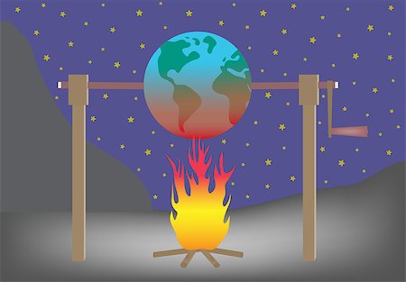 simsearch:400-08192407,k - Illustration of planet earth roasting over fire. Global warming concept. EPS file available. Stock Photo - Budget Royalty-Free & Subscription, Code: 400-09137538