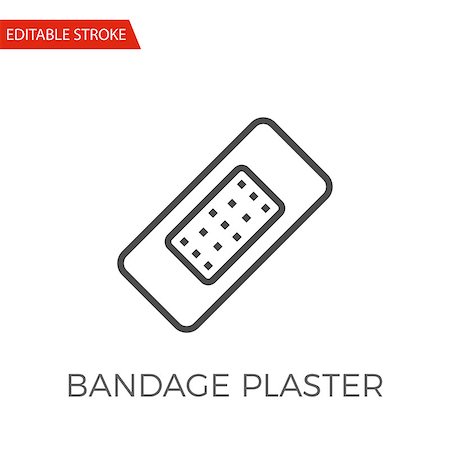 simsearch:400-04314352,k - Bandage Plaster Thin Line Vector Icon. Flat Icon Isolated on the White Background. Editable Stroke EPS file. Vector illustration. Stock Photo - Budget Royalty-Free & Subscription, Code: 400-09137685
